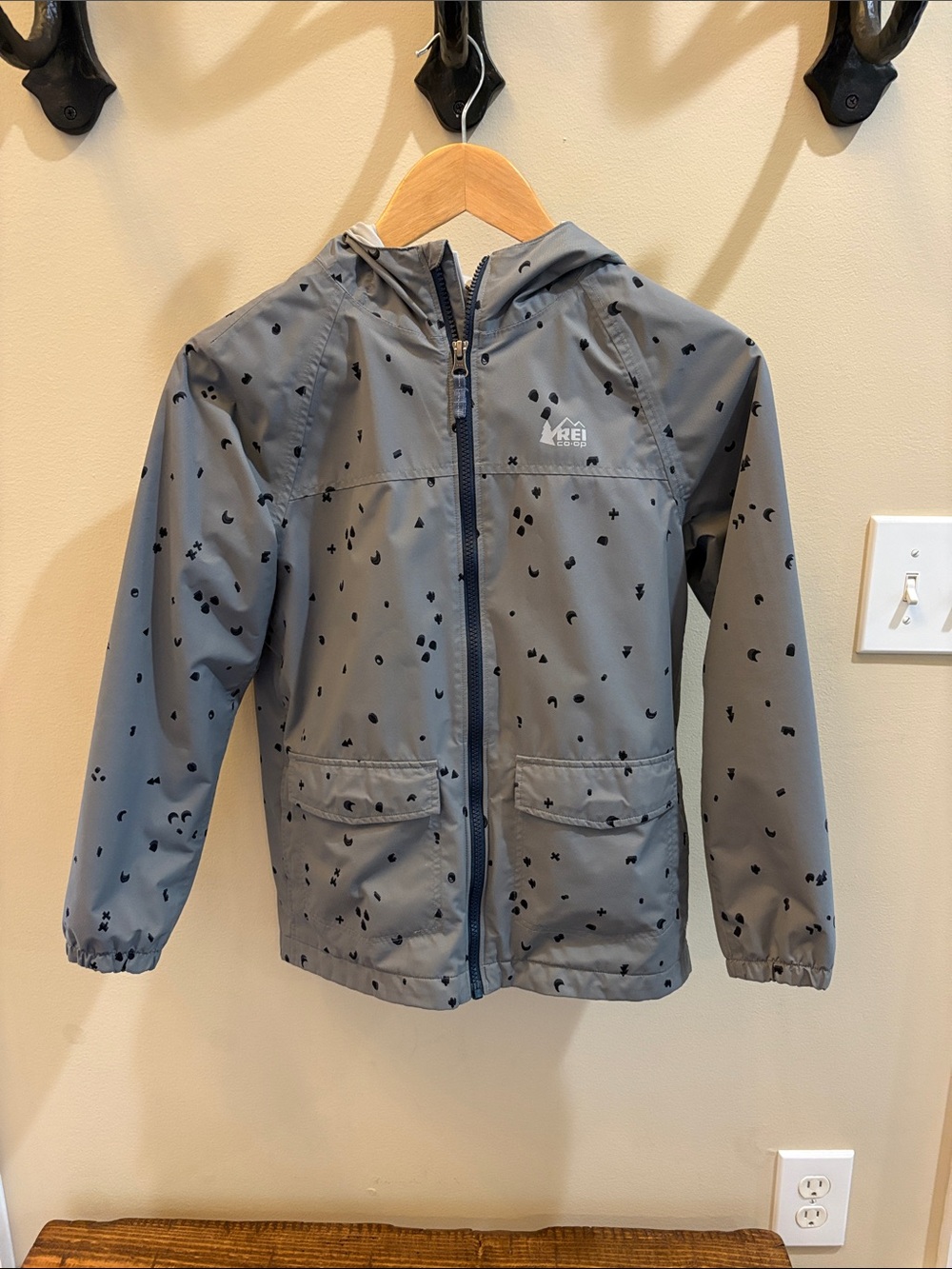 REI Gray Kids' Hooded Rain Jacket